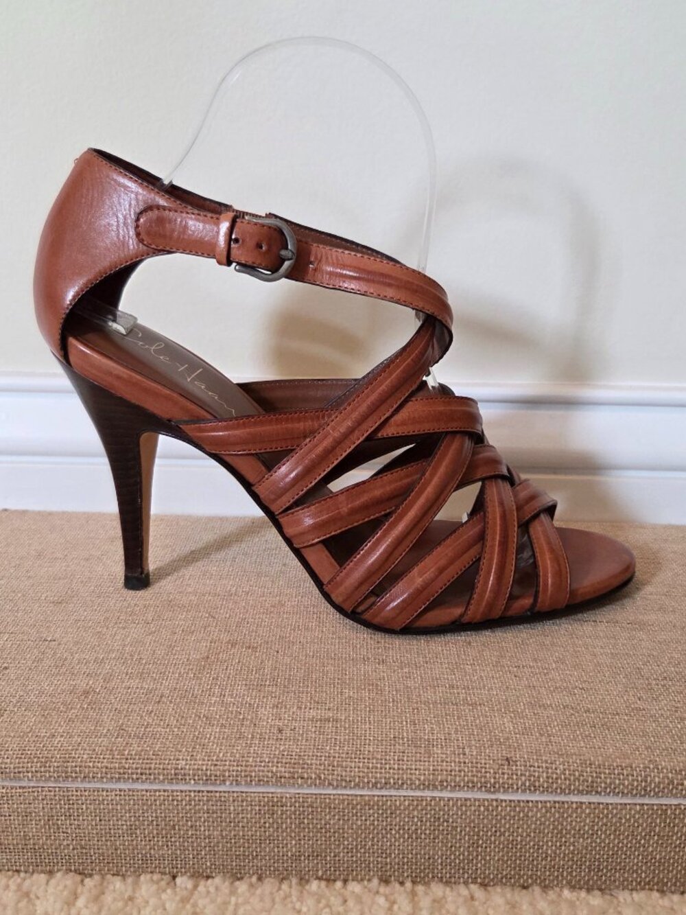 Cole Haan Cognac Leather Nike Air Strappy Heels